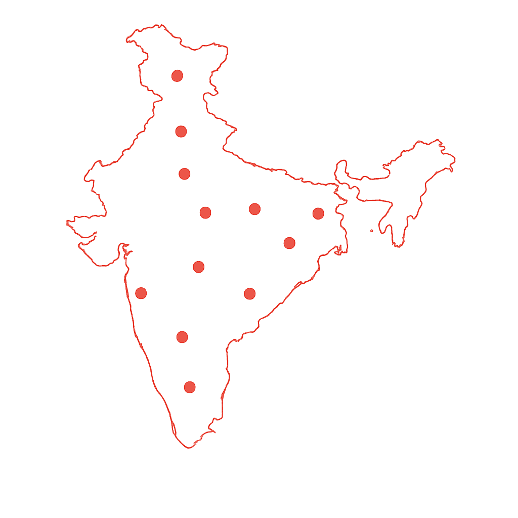 India Map Showing Presence